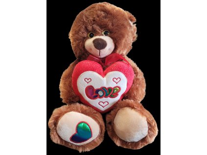 PLYŠÁKOV - Medvěd se srdcem a mašlí hnědý 30 cm