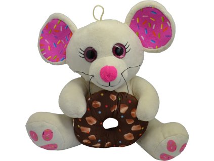 Myš s donutem bílá 30 cm