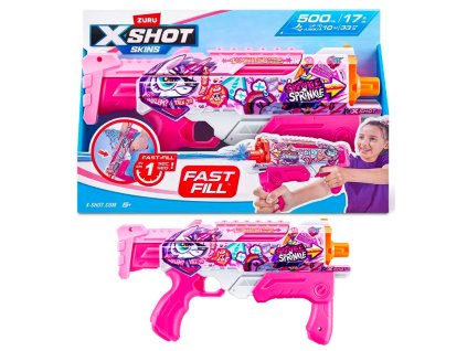 X-SHOT Vodní pistole Skins Hyperload Fast fill růžová