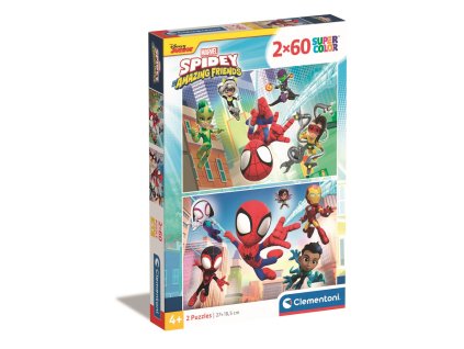 Clementoni - Puzzle 2x60 Spidey a jeho úžasní přátelé