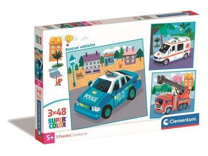 Clementoni - Puzzle 3x48 Záchranářská vozidla