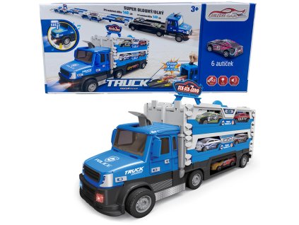 Policejní TRUCK 2v1 se světlem a zvukem a 6 auty