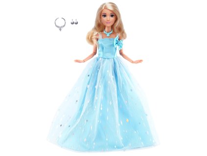 Módní panenka ve společenských šatech - dlouhé sv. modré