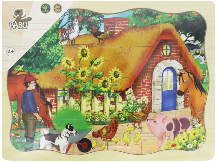 BABU - Dřevěné puzzle chaloupka - 24 dílků