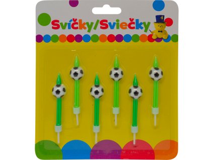 Narozeninová svíčka s FOTBALOVÝM MÍČEM a držákem 6ks