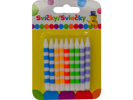 Narozeninová svíčka BAREVNÁ s pruhy 18ks