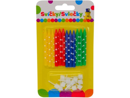 Narozeninová svíčka BAREVNÁ s držákem 12ks