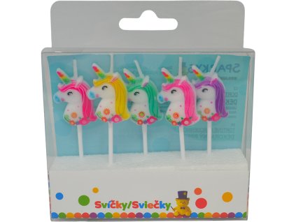 Narozeninová svíčka s JEDNOROŽCEM a držákem 5ks