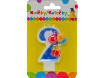 Narozeninová svíčka s balónky a číslem 2.
