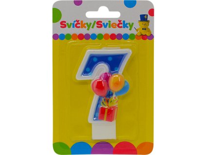 Narozeninová svíčka s balónky a číslem 7.