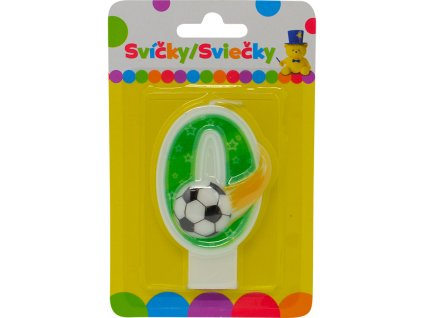 Narozeninová svíčka s míčem a číslem 0.