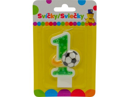 Narozeninová svíčka s míčem a číslem 1.