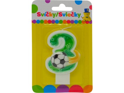 Narozeninová svíčka s míčem a číslem 3.