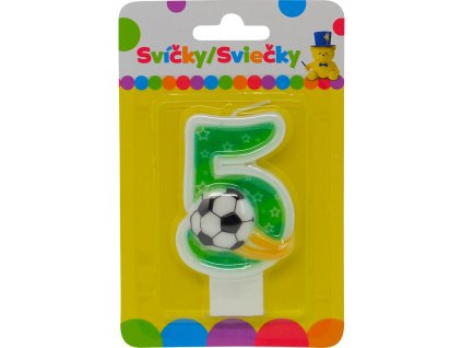 Narozeninová svíčka s míčem a číslem 5.
