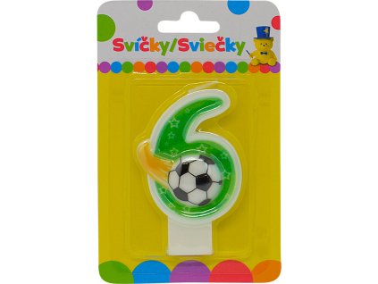 Narozeninová svíčka s míčem a číslem 6.