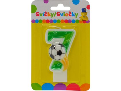 Narozeninová svíčka s míčem a číslem 7.