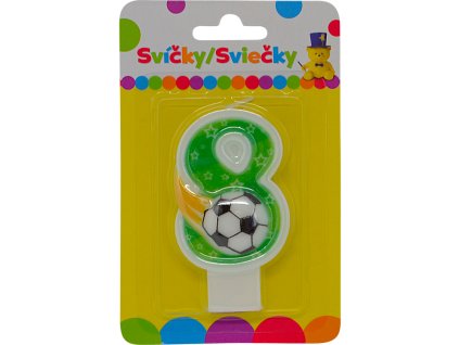 Narozeninová svíčka s míčem a číslem 8.