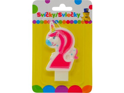 Narozeninová svíčka s JEDNOROŽCEM a číslem 2.