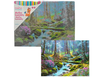 Diamantové malování - Lesní potůček 30 x 40 cm