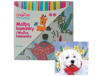 Diamantové malování - Bílý pes 20 x 20 cm