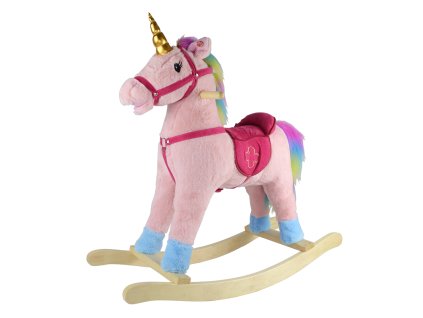 Houpací kůň růžový - výška sedátka 46 cm, zvukové efekty koně, pohyblivá tlama a ocas