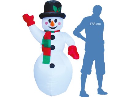 Nafukovací svítící mávající sněhulák 187 cm