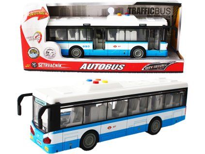 Městský autobus na setrvačník s osvětlením a zvukem - modrý