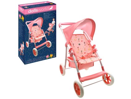 Dolls World - Luxusní čtyřkolový skládací kočárek pro panenky 56 cm