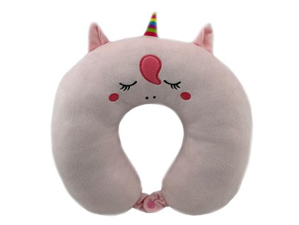 Plyšový záhlavník s knoflíkem - Jednorožec