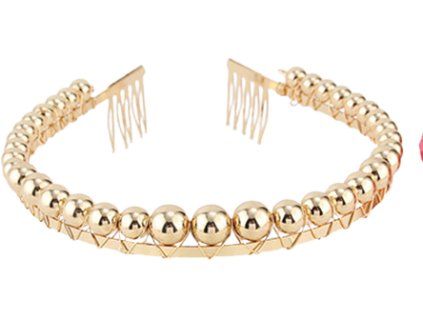 PINK - Čelenka se zlatými perlami