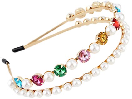 PINK - Dvojitá čelenka s drahokamy a perlamy