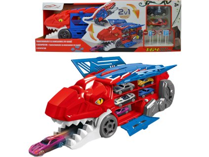 Transformující se dinosaurus 2v1 garáž s katapultem