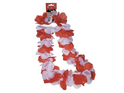 Aloha party náhrdelník-řetěz, červeno-bílý, cca 50 cm dlouhý