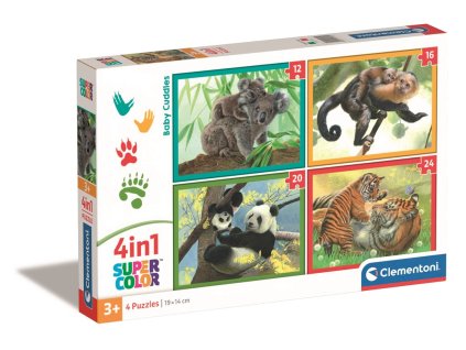 Clementoni - Puzzle 4v1 Roztomilá mláďata