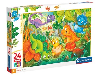 Clementoni - Puzzle 24 Šťastná oáza dinosaurů MAXI