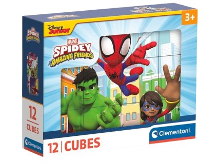 Clementoni - Obrázkové kostky - Spidey a jeho úžasní přátelé 12 kostek