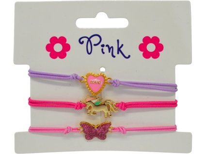 Náramky 3ks - Jednorožec, Kočka, Srdce