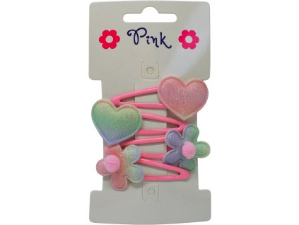 Sponky do vlasů 4ks - Kytka a Srdce