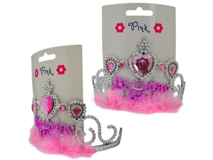 Čelenka Happy Birthday s růžovým peřím