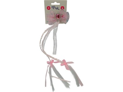 Spona do vlasů s duhovým příčeskem - Růžová