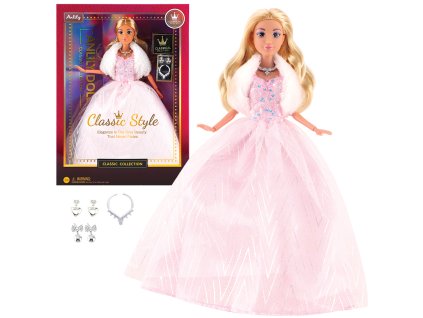 Módní panenka ve společenských šatech - světle růžové