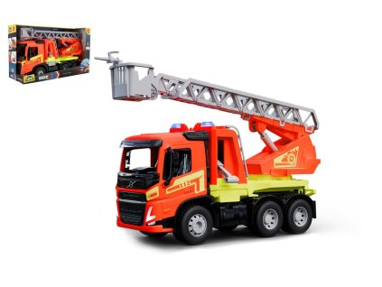 Auto hasiči s žebříkem Volvo Worxx plast 48cm 1:15 v krabici 50x30x20cm