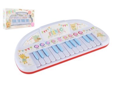 Piánko zvířátka plast 35cm pro nejmenší na baterie se zvukem v krabici 43x24x9cm