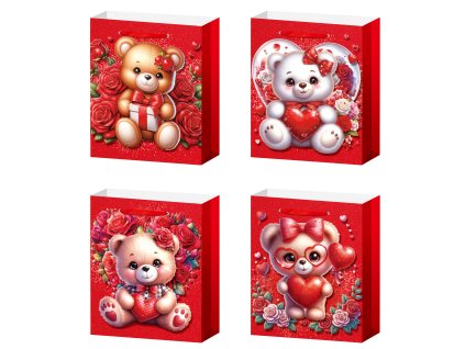 Dárková taška L - Medvídek s růžemi