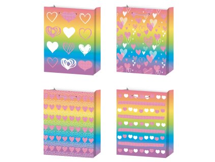Dárková taška M - Duhová se srdíčky