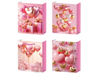 Dárková taška L - Růžové srdíčka