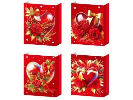 Dárková taška M - Srdce s mašlí