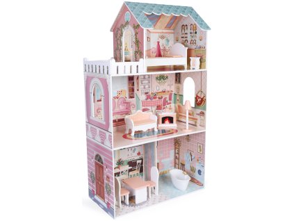 BABU - Dřevěný dům pro panenky Leia s 10 doplňky