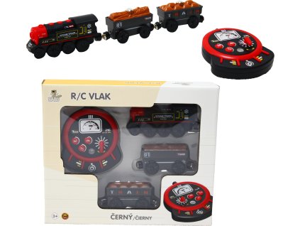 BABU vláčky - R/C Parní vlak - černý (se zvuky, světly a kouřovými efekty)