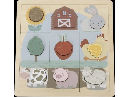 BABU - Edukativní puzzle Farma - 12 dílků